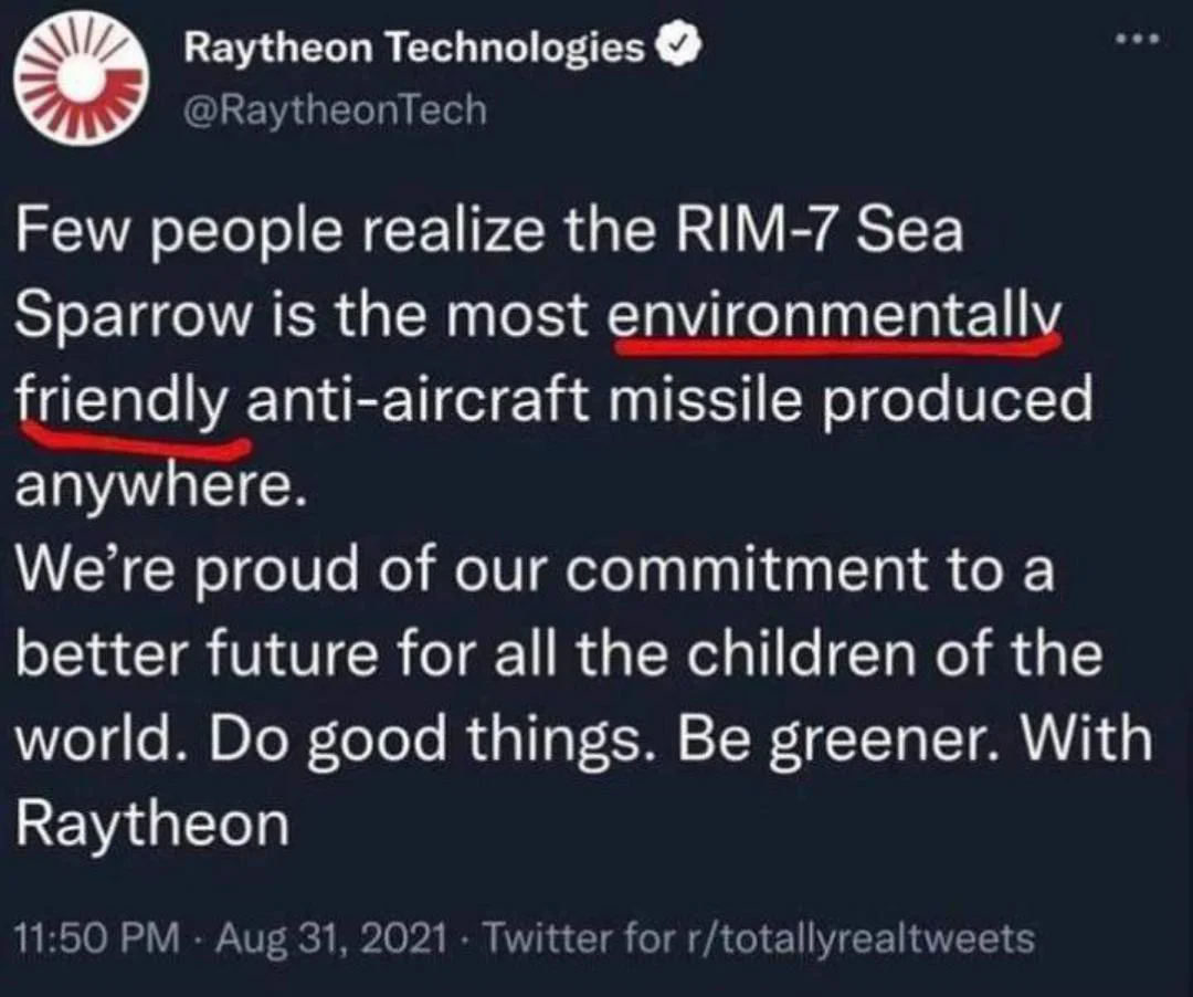 Raytheon green wash memes